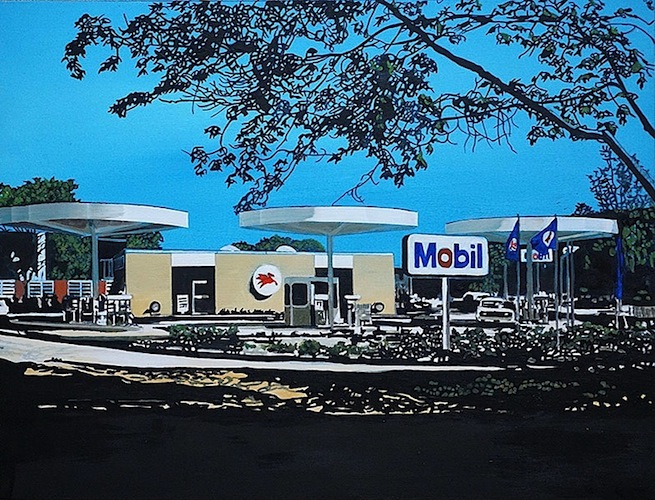 Eamon O'Kane: Noyes Gas Station, 2016, acrylic on panel, 11¾ x 15¾ inches /30 x 40 cm Eamon O'Kane: Noyes Gas Station, 2016, acrylic on panel, 11¾ x 15¾ inches /30 x 40 cm